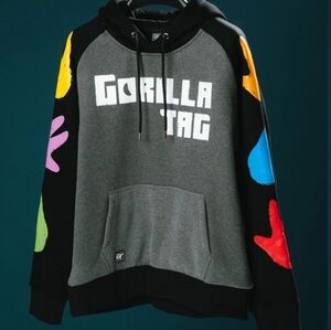 MONKE Gray and Black Men's LARGE Hoodie